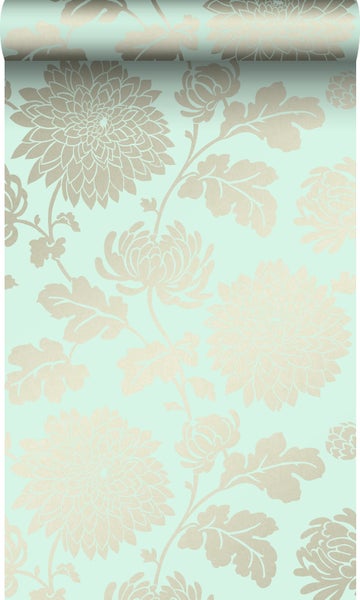 Origin Wallcoverings Tapete Blumen Seladongrün - 53 cm x 10.05 m - 326148