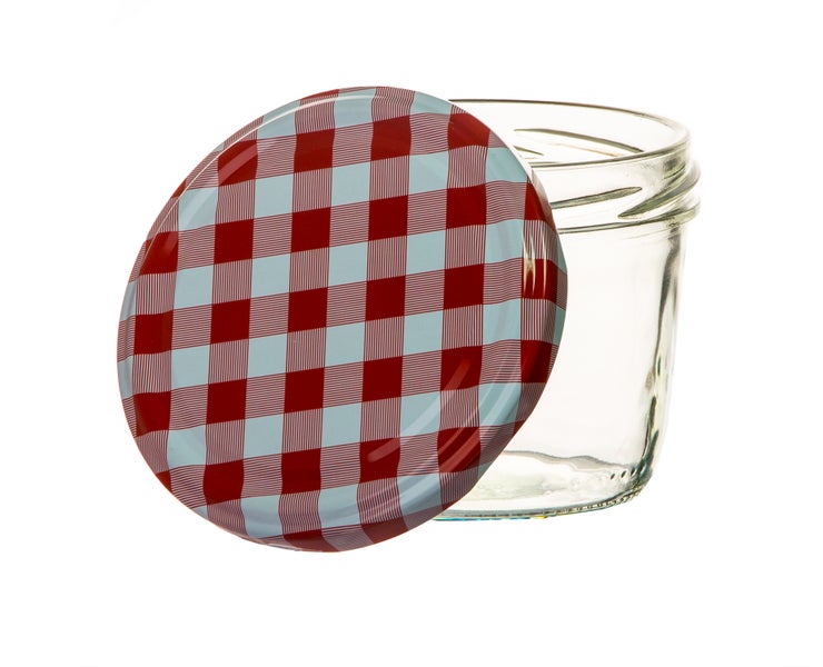 Einmachglas mit Karomuster Deckel