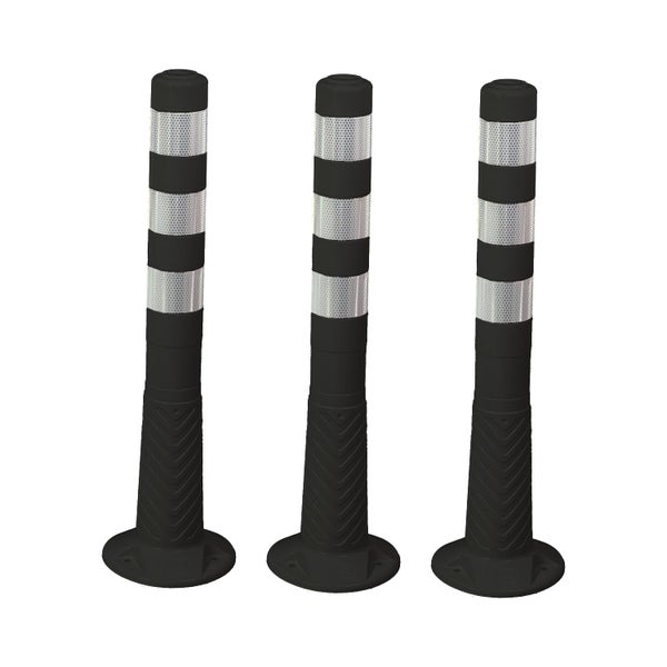 UvV Premium Poller Absperrpfosten 75 cm schwarz flexibel starke Reflektion RA2/C Reflexfolie / 3 Pfosten