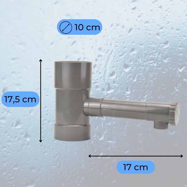 Siphon mit den Maßen 10 cm, 17 cm und 17,5 cm