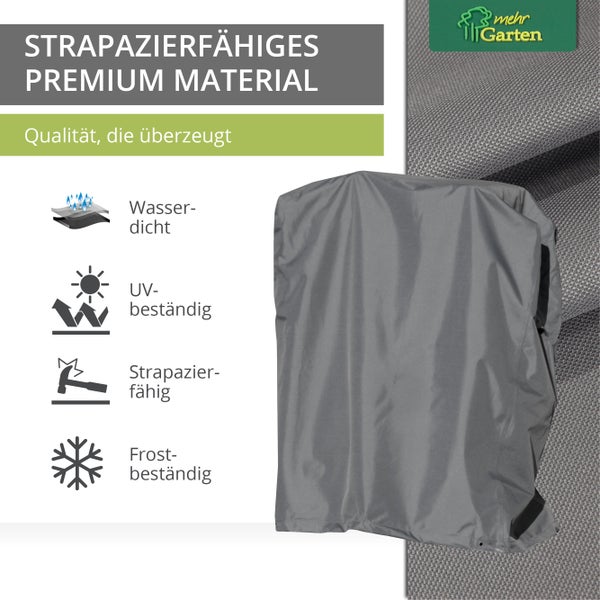 Mehr Garten - Premium Klappsessel-Schutzhülle: 85(B)x45(T)x100(H) cm I 2-3 Stühle | Abdeckung für Gartenstühle, Liegestühle und Klappstuhl wasserdicht und wetterfest aus Oxford 600D Gewebe I Lichtgrau