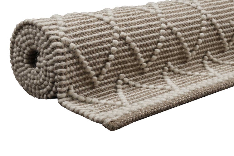 Esprit Teppich handgewebt Weiß Beige aus Wolle Ana 50x80 cm