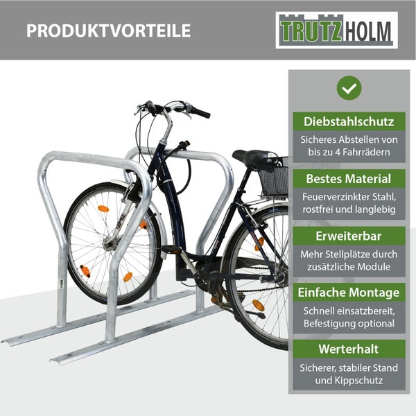 Fahrradständer für bis zu vier Fahrräder mit TRUTZHOLM Logo