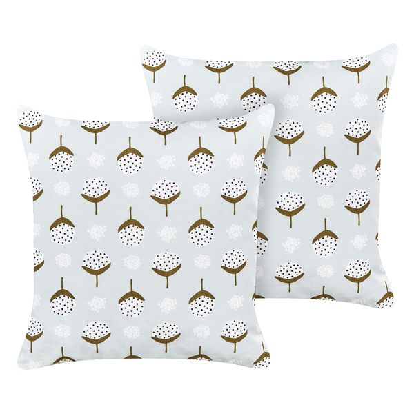 Zwei dekorative Kissen mit botanischem Muster