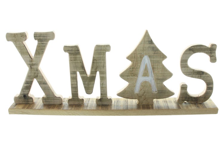 FRANK FLECHTWAREN | Schriftzug XMAS, 44 x 5,5 x 18 cm, KIEFER, PAPPEL