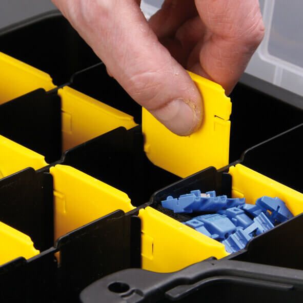 PROREGAL SparSet 5 x Sortimentskasten EuroPlus Basic HxBxT 6,5 x 36,5 x 29,5 cm Schwarz-Transparent-Gelb