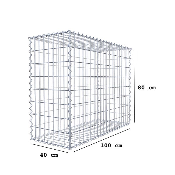 Gabione 100 cm x 80 cm x 40 cm (L x H x T), Maschenweite 5 cm x 10 cm, Spirale