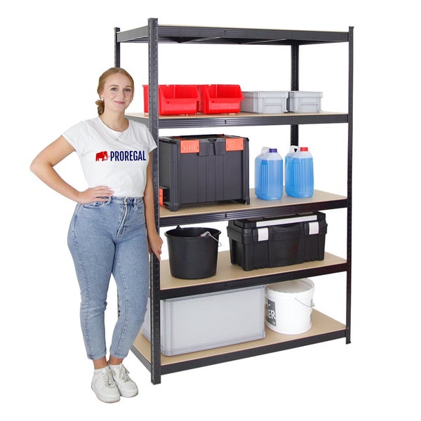 PROREGAL Mega Deal 1 x Eckregal & 2x Schwerlastregal Taurus HxBxT 180 x 210 x 60 cm Fachlast 175 kg Schwarz Kellerregal Steckregal Garagenregal
