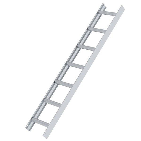 Eine einzelne Aluminiumleiter mit mehreren Sprossen.