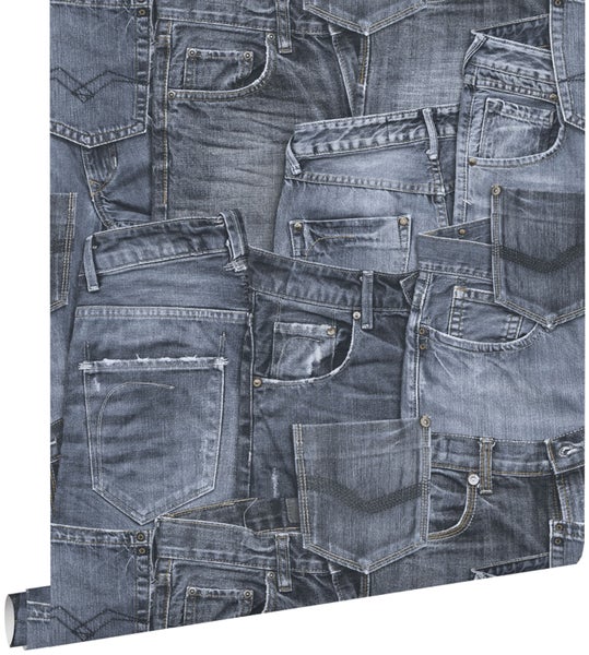 ESTAhome Tapete Jeansstoff Blau - 53 cm x 10.05 m - 137737