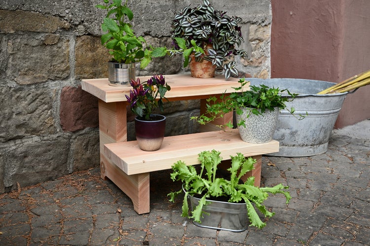 Pflanztreppe aus Holz 2 Stufen - Douglasie