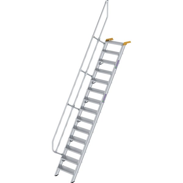 Günzburger Steigtechnik Treppe 60° Stufenbreite 600 mm 14 Stufen Aluminium geriffelt - 600214