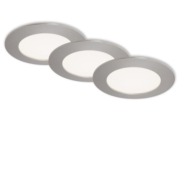 LED Einbauleuchte Einbaulampe 3er Set 4000K IP44 8W silber Kunststoff Briloner