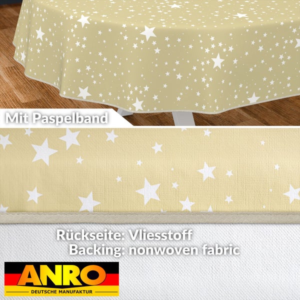Tischdecke mit Sternenmuster und Paspelband
