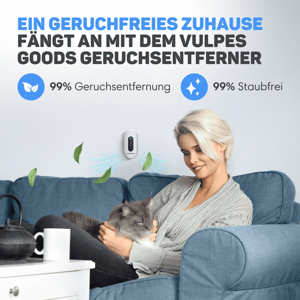 Vulpes Goods Katze Geruchsentferner - Katzenstreu-Geruchsentferner - Air Eliminator - Aktiver Sauerstoff - Ozon & Ionen