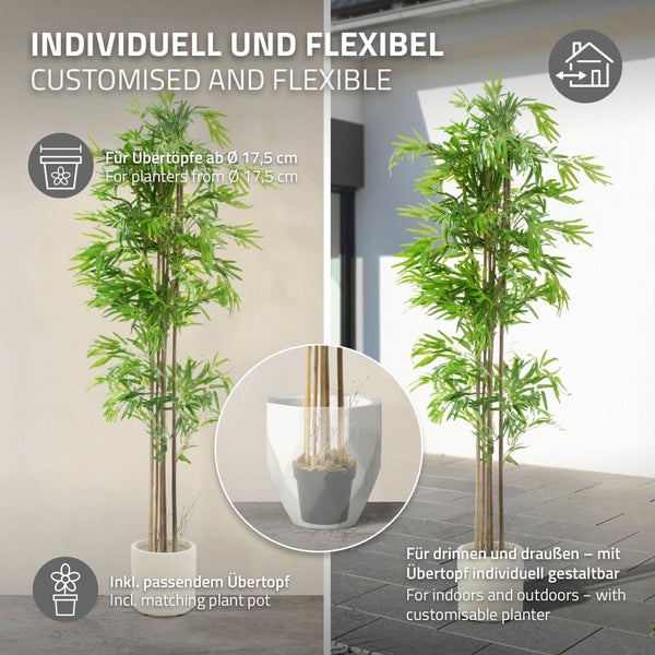 Künstlicher Bambus mit anpassbarem Pflanzgefäß für Innen- und Außenbereiche