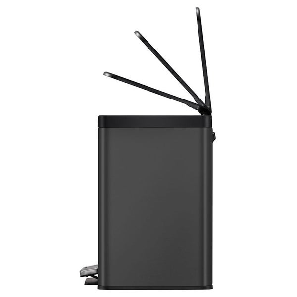 PROREGAL Rechteckiger Treteimer Aus Gebürstetem Edelstahl Mit Soft Close & Stay Open Deckel 29 Liter HxBxT 41,1 x 46,2 x 38,8 cm Schwarz