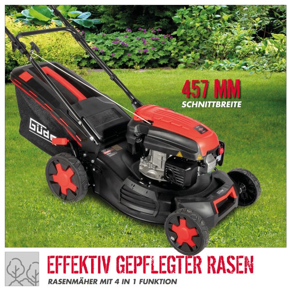 Güde Rasenmäher mit 457 Millimeter Schnittbreite auf Rasen