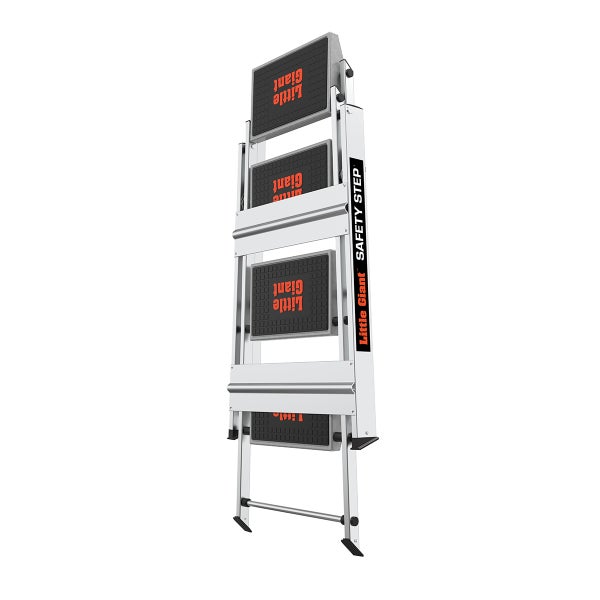 Zusammengeklappte Little Giant Safety Step Trittleiter aus Aluminium mit vier Stufen