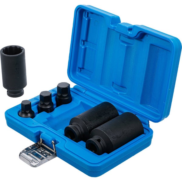 Drei Schleifsteine mit Splinten für Werkzeuge