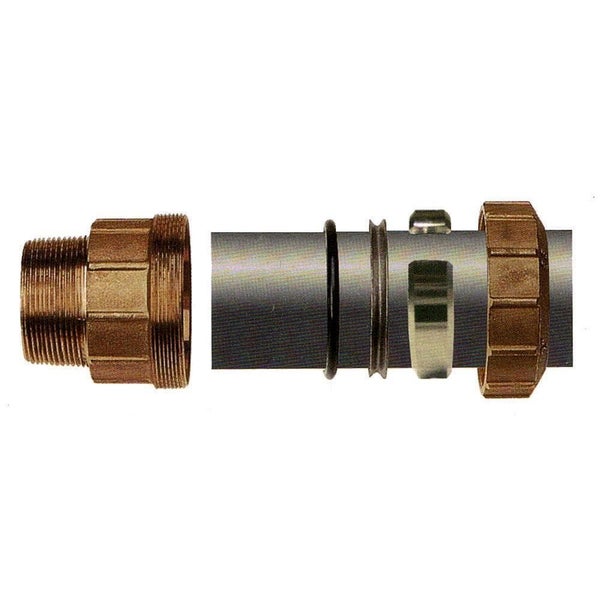 PE Rohr Verschraubung, Messing, Wandhalterung 90°, 20mm x 1/2 IG