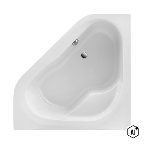 Eckbadewanne aus Acryl in asymmetrischer Form, Draufsicht.