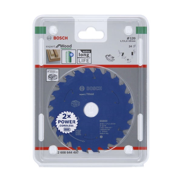 Bosch Kreissägeblatt Expert for Wood für Akku-Handkreissägen 120 x 1,7 x 20 mm 24 - 2608644497