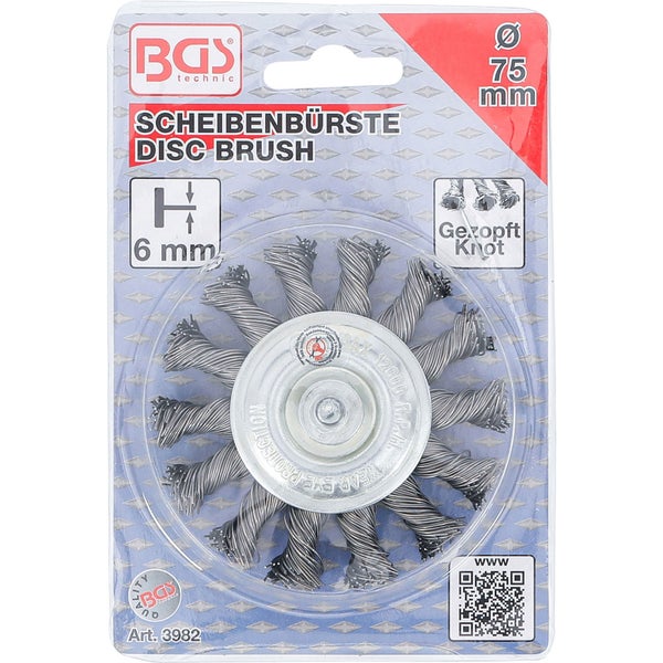 BGS Scheibenbürste Antriebswelle 6 mm gezopft Ø 75 mm - 3982