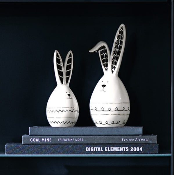 FRANK FLECHTWAREN | Hase Style, 2er Set, PORZELLAN, 6,5 x 6,5 x 16cm, 9 x 9 x 22cm