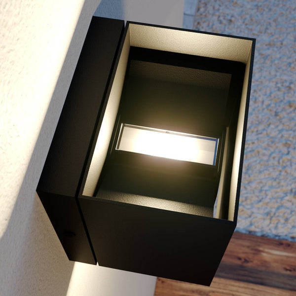 Lindby LED Wandleuchte außen Glyn (spritzwassergeschützt (Modern) in Schwarz aus Aluminium (2 flammig, ) - Außenwandleuchten Wandlampe Led Außenlampe Outdoor für Außenwand/Hauswand