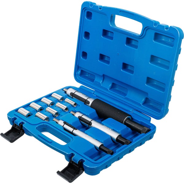 Werkzeugsatz zum Demontieren von Lagern in einem blauen Koffer