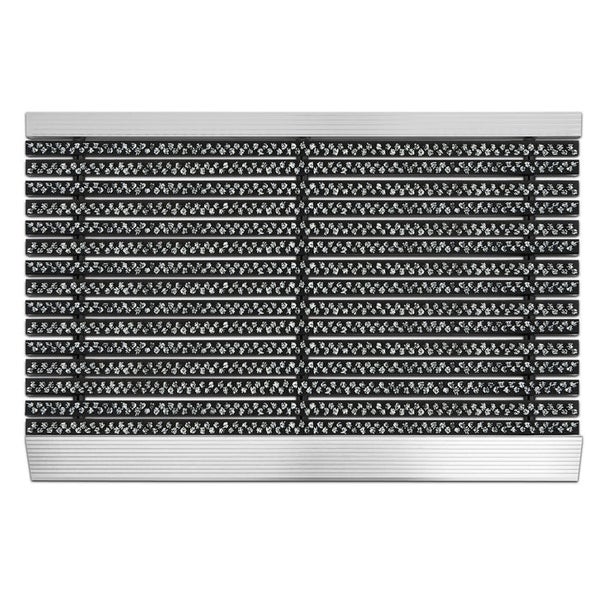 FLOORDIREKT Fußmatte - Profi Brush - Schmutzfangmatte mit Alu-Rahmen - Schwarz-Weiß 50 x 80 cm