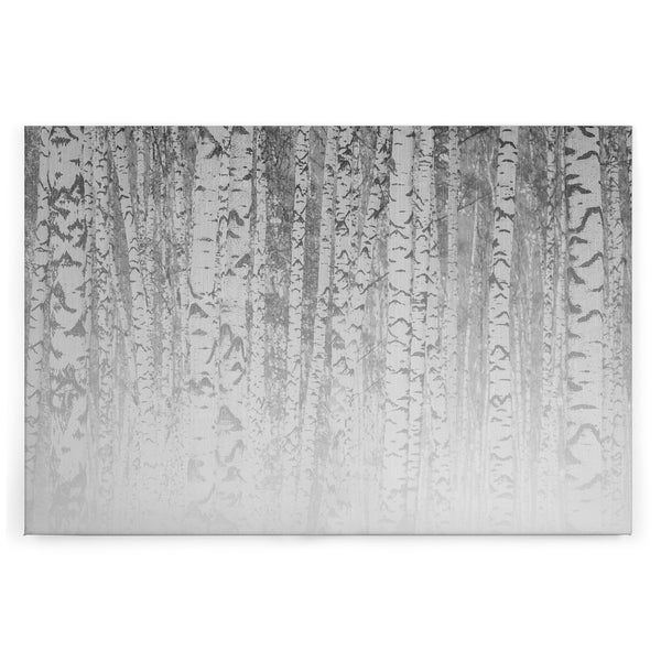 Wandbild mit Motiv eines Birkenwaldes, rechteckiges Leinwandbild in minimalistischer Optik
