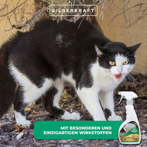 Silence Katzenfrei Spray – Effektives Fernhaltespray gegen Katzen – Gebrauchsfertig – Langzeitwirkung – Für Garten, Hauswände, Beete & Außenbereich – 500 ml
