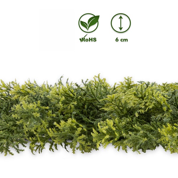 Künstliche Hecke aus Kunststoff, Höhe 6 Zentimeter, RoHS-konform.