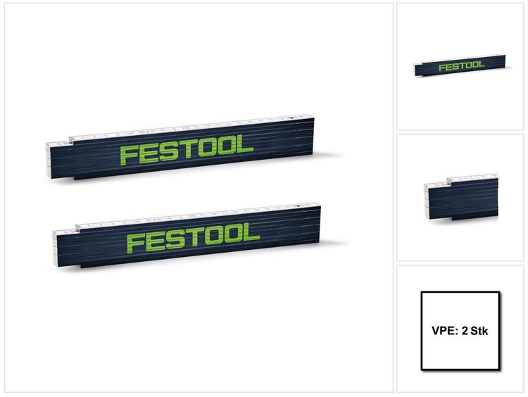 2x Festool Meterstab Zollstock Holzgliedermaßstab 2 m 10 Glieder  ( 201464 )