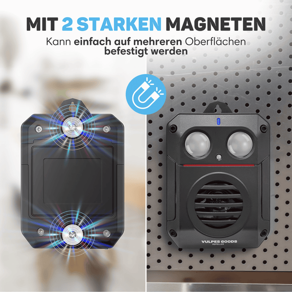 Vulpes Goods Marderschreck PRO V3 – Schädlingsvertreiber – Marderabwehr – 100 % Wasserdicht – Kabellos – 2 Stück