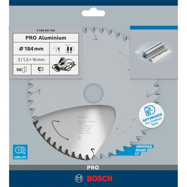 Bosch PRO Aluminium cordless Blatt für Kreissägen 184 x 2 x 16 mm - 2608837766
