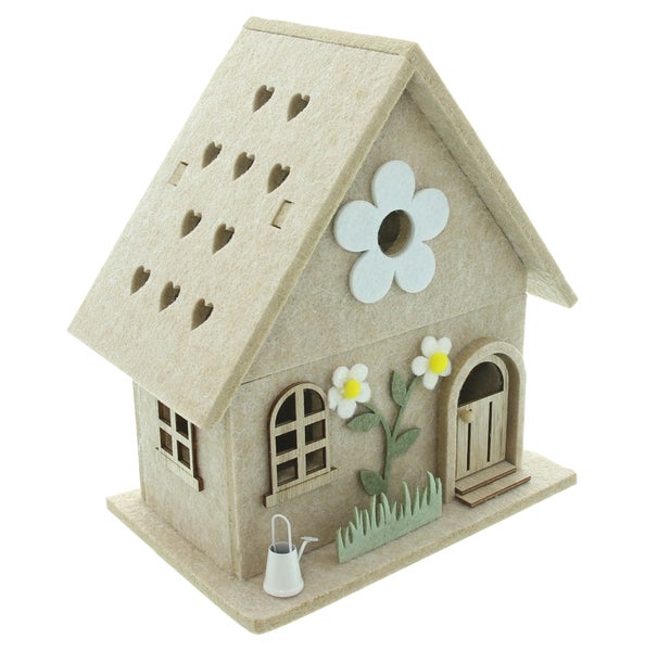 FRANK FLECHTWAREN|Filzhaus Frühlingszeit, 22 x 13,5 x 24,5 cm, POLYESTER, METALL, HOLZ