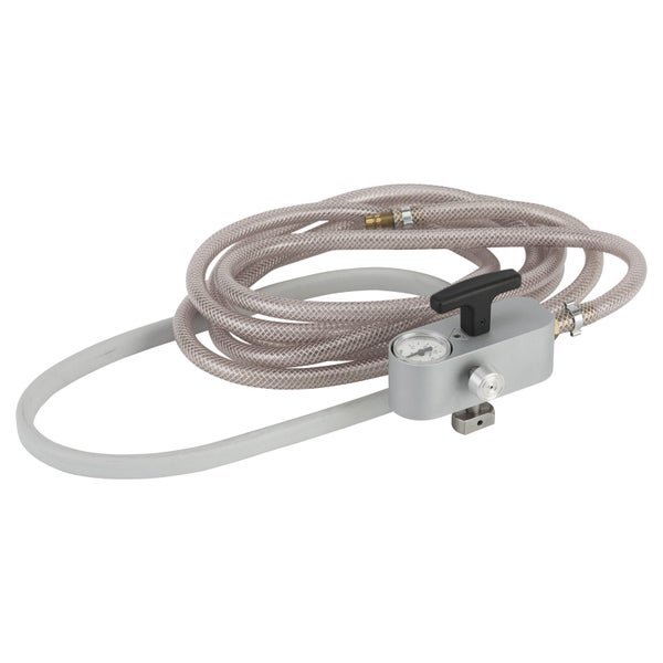 Dichtheitsprüfgerät mit Manometer, Schlauch und Handpumpe