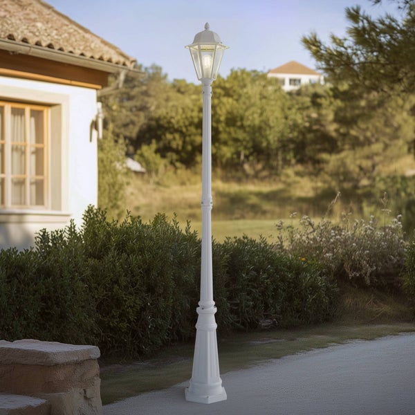 Lindby Mastleuchte außen (Laterne) Edana (spritzwassergeschützt (Modern) in Weiß aus Aluminium (1 flammig, E27) - Kandelaber Außenleuchte