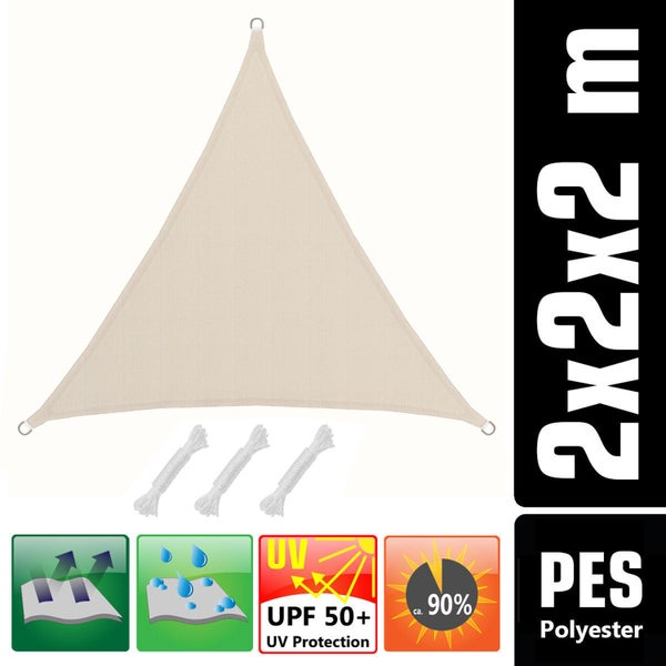 AMANKA UPF50+ UV Sonnensegel 2x2x2 Polyester Dreieck Wasserabweisend Wetterfest Garten Balkon Beige