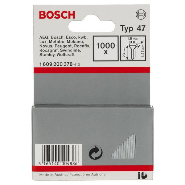 Bosch Logo, 1000er Pack Heftklammern Typ 47 mit Größenangaben