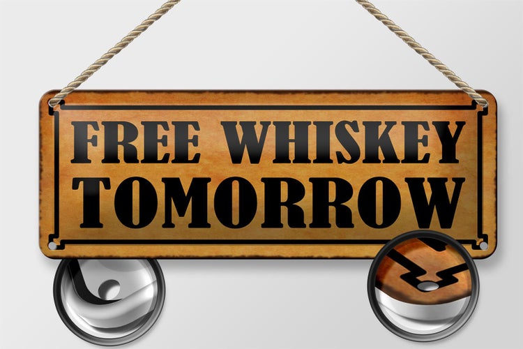 Blechschild Spruch 27x10cm free whiskey tomorrow Dekoration