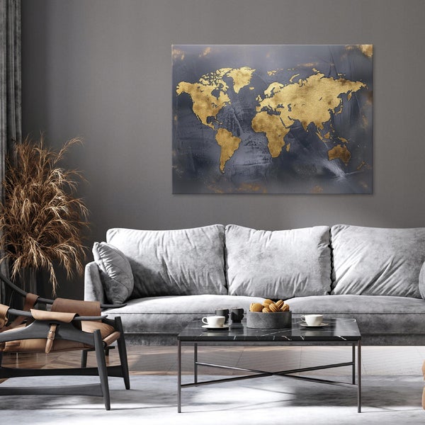 Leinwandbild Weltkarte Bilder Modern Wohnzimmer 60X40 cm