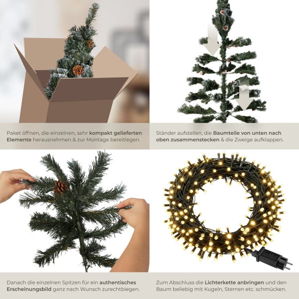 Anleitung zum Aufbau eines künstlichen Weihnachtsbaums mit Lichterkette
