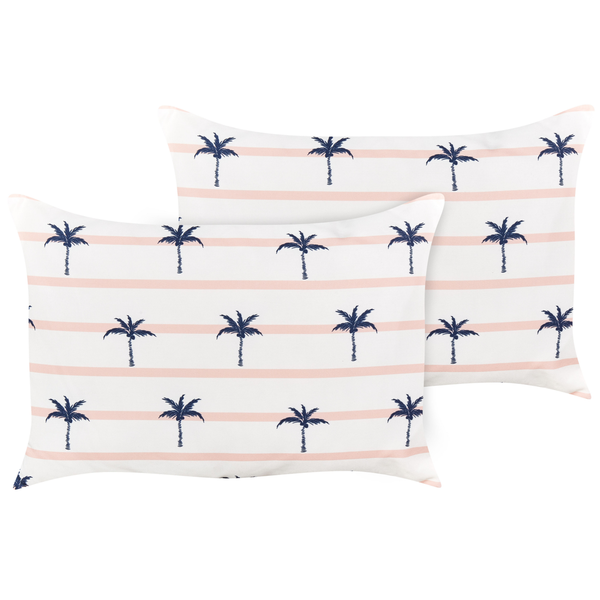 Gartenkissen 2er Set MOLTEDO Streifenmuster 40 x 60 cm Weiß