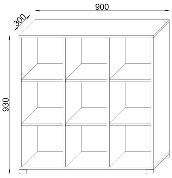 Holz Badmöbel Raumteiler Badregal Benos-3x3