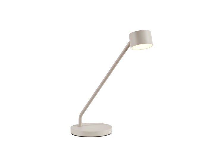 Moderne LED Tischleuchte mit schmalem Standfuß und verstellbarem Lampenkopf zur Schreibtischbeleuchtung
