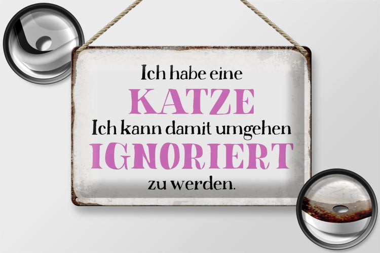 Blechschild Spruch 30x20cm habe Katze kann ignoriert werden
